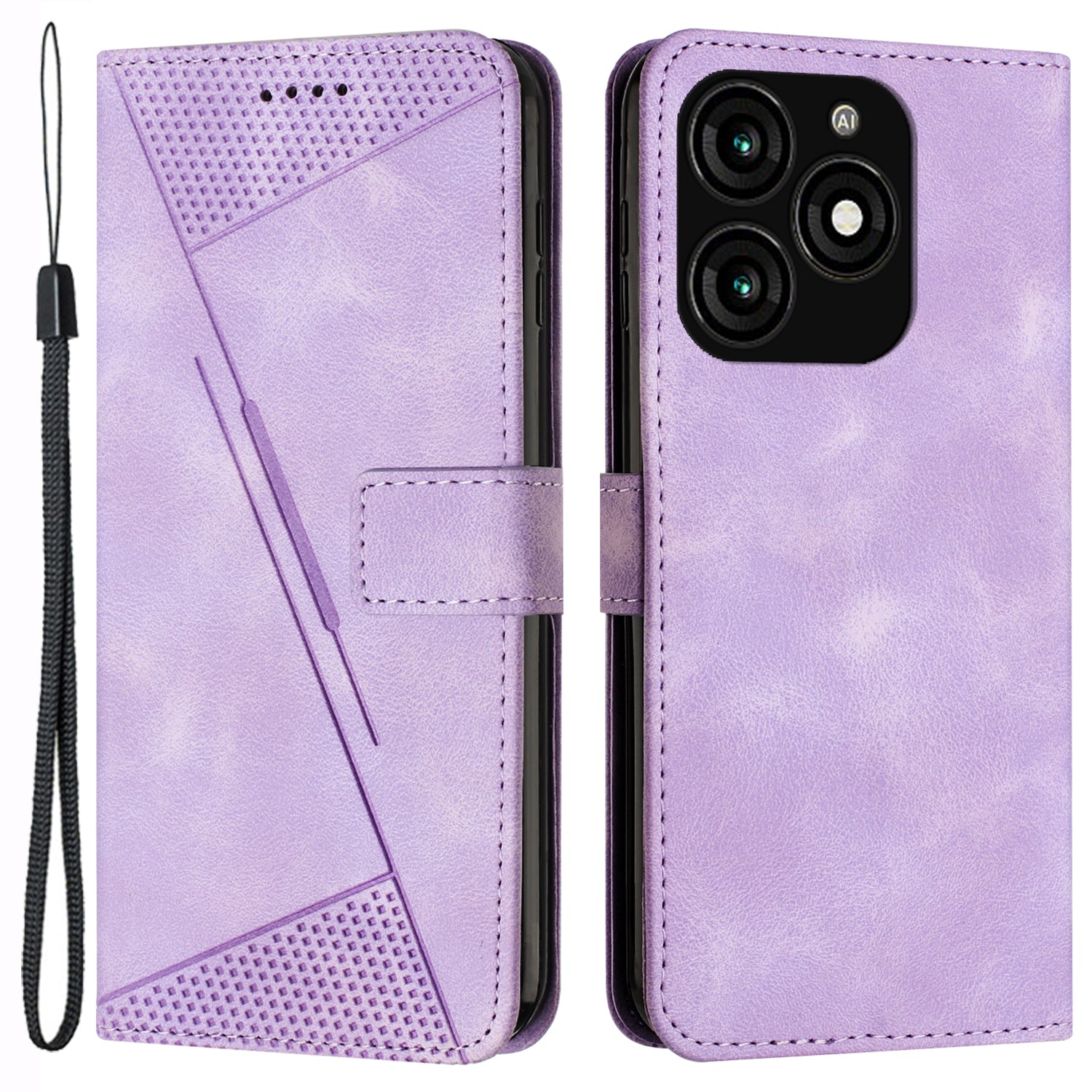 For Transsion itel A70 Phone Case Wallet PU Leather Flip Triangle Pattern Cover - Purple For Transsion itel A70 Phone Case Wallet PU Leather Flip Triangle Pattern Cover - Purple